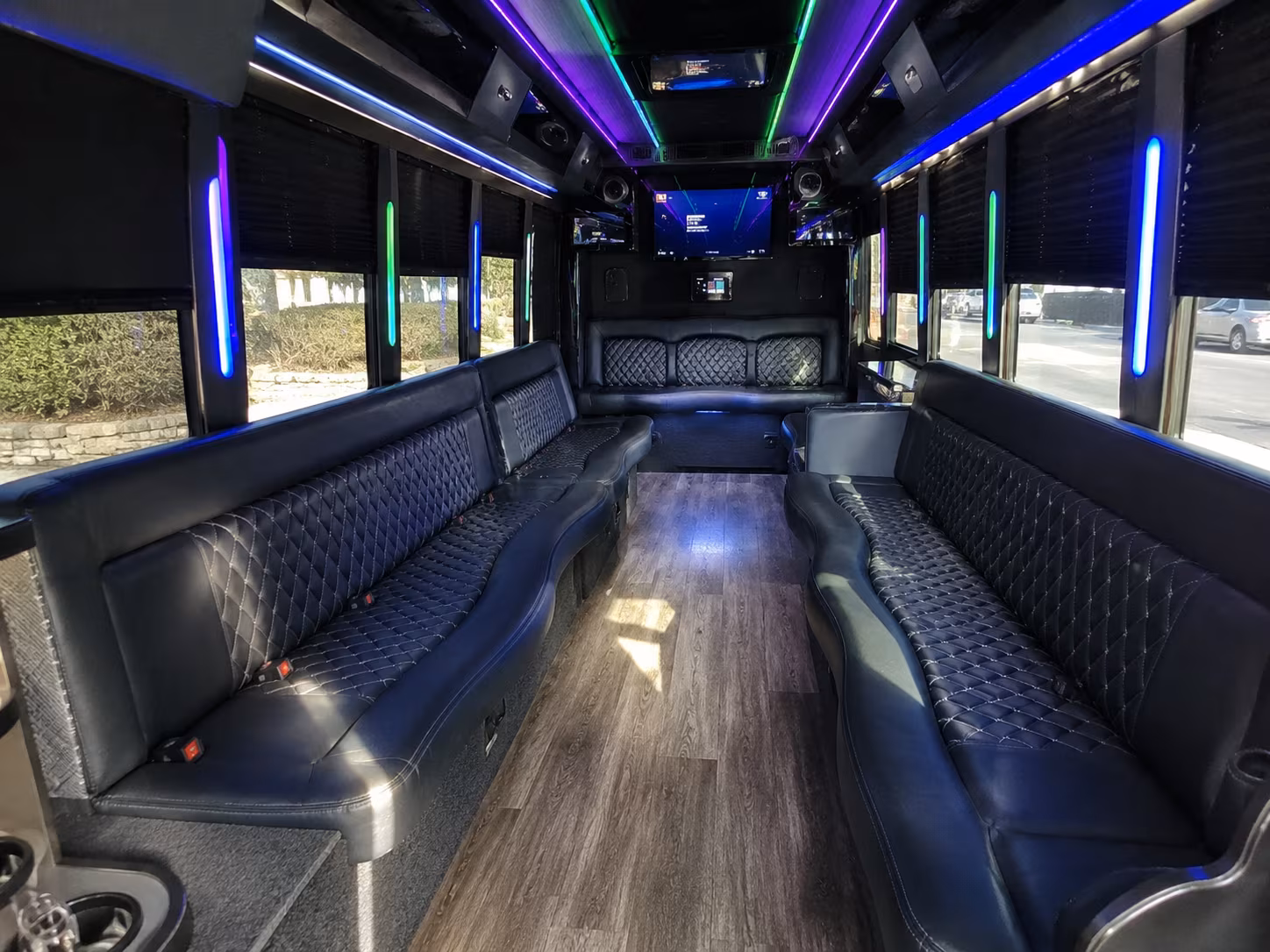 wayne 15 passenger party bus interior