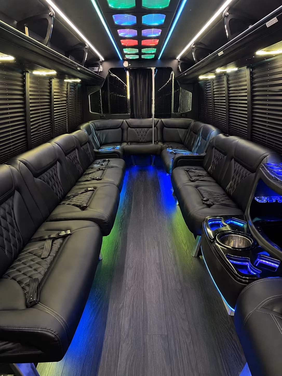 wayne 20 passenger party bus interior