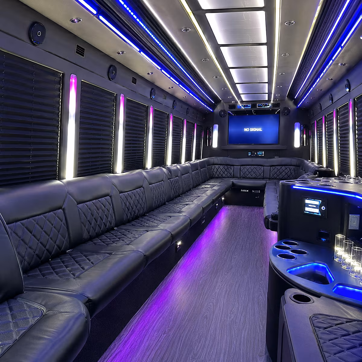 wayne 30 passenger party bus inside