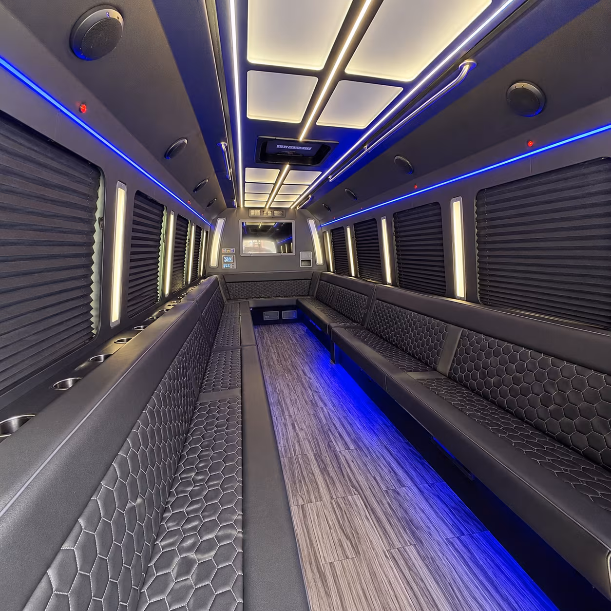 wayne 30 passenger party bus interior
