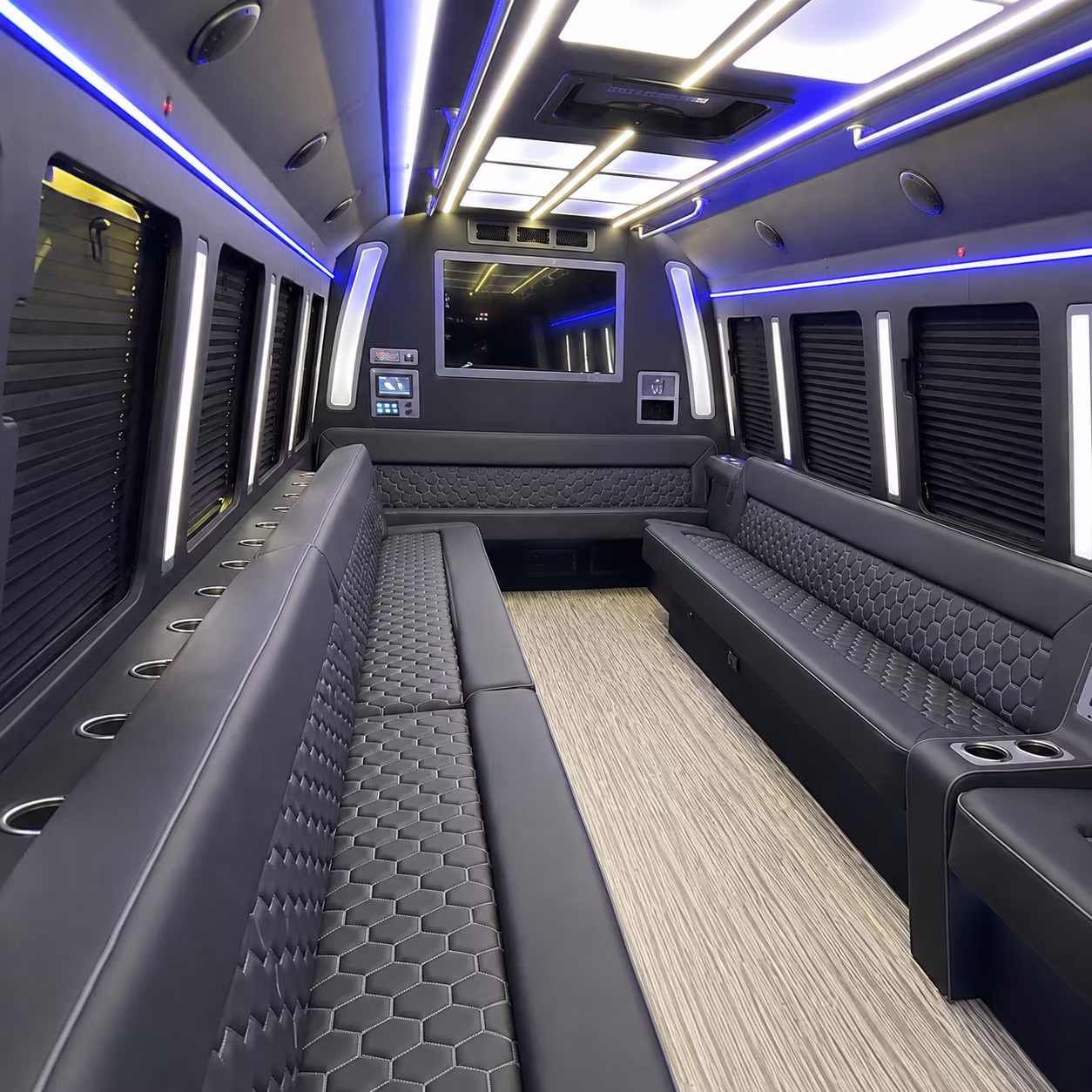 wayne 40 passenger party bus inside