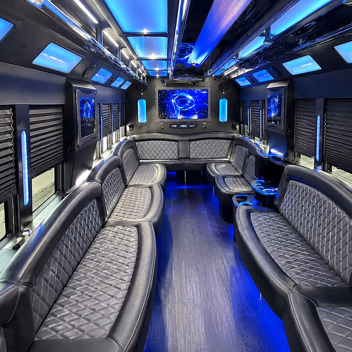 wayne 50 passenger party bus interior